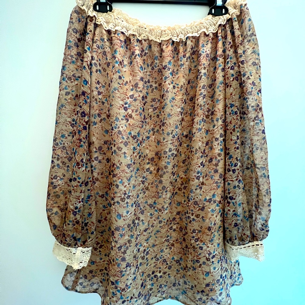 Off the shoulder mini dress, floral